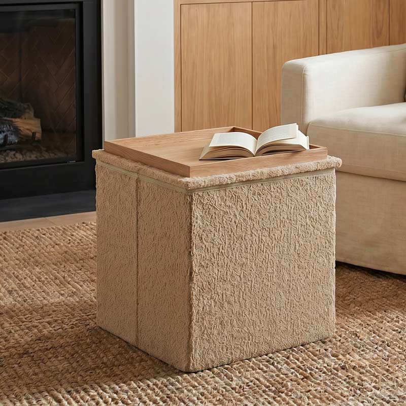Cube rangement réversible 'Nola' 2en1 beige