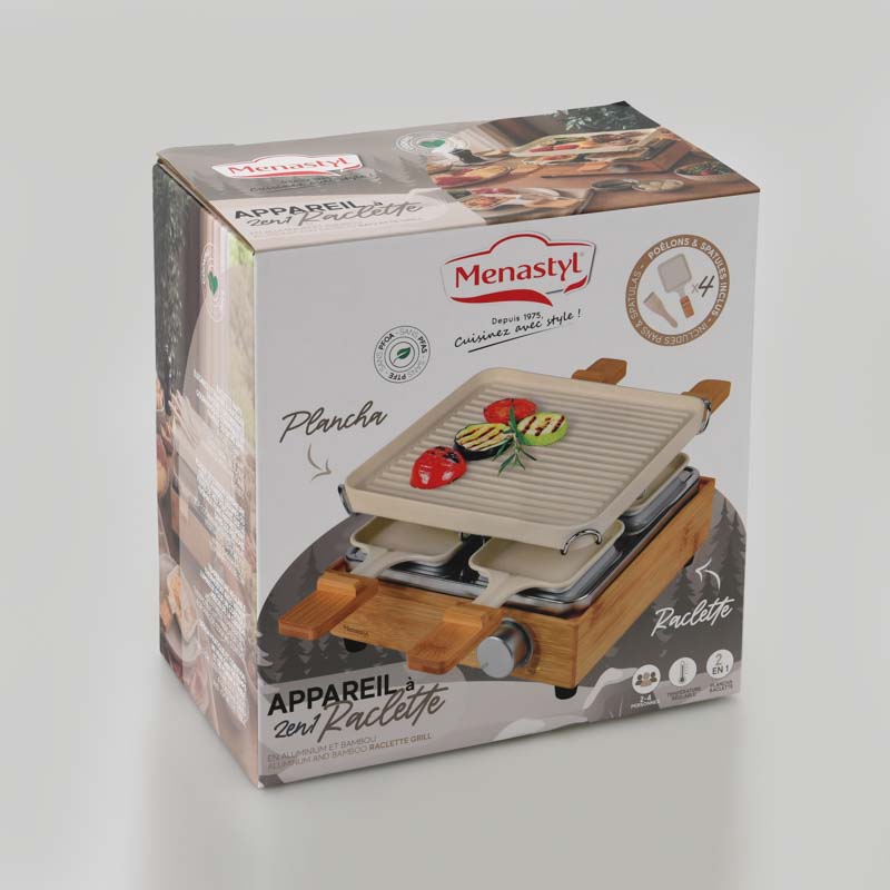 Appareil à raclette 2en1 Menastyl 4pers beige