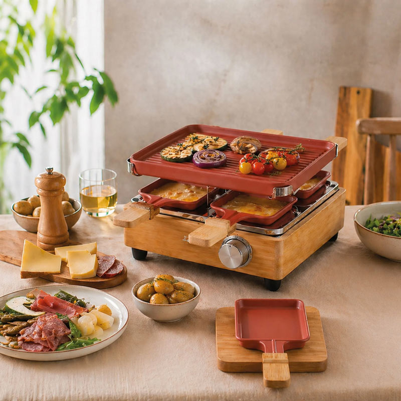 Appareil à raclette 2en1 Menastyl 4pers rouge