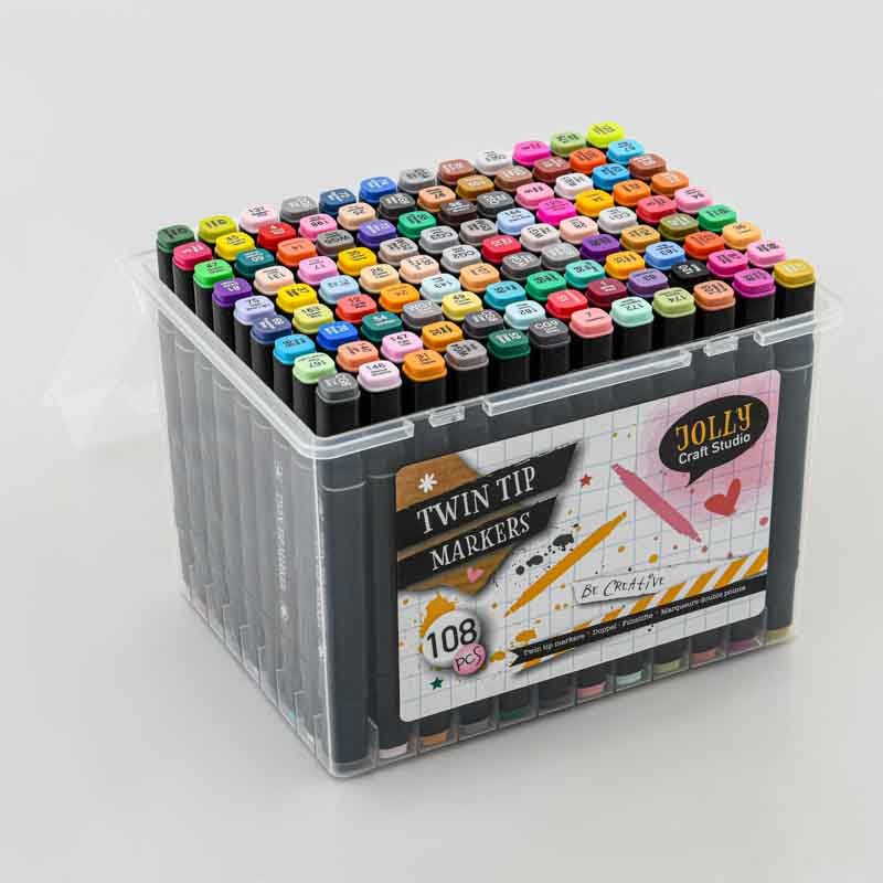 Set de 108 feutres double pointe