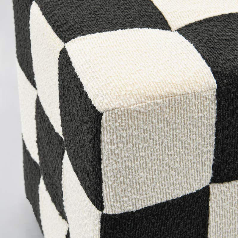 Pouf retro 'Damier' noir et blanc