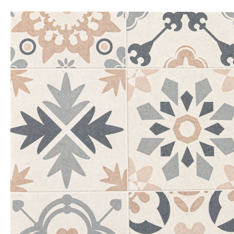 Tapis vinyle 'Arles' gris et bleu