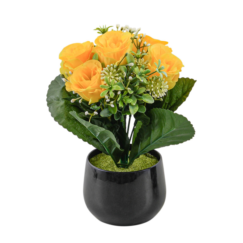 Potée de roses et jasmins jaune