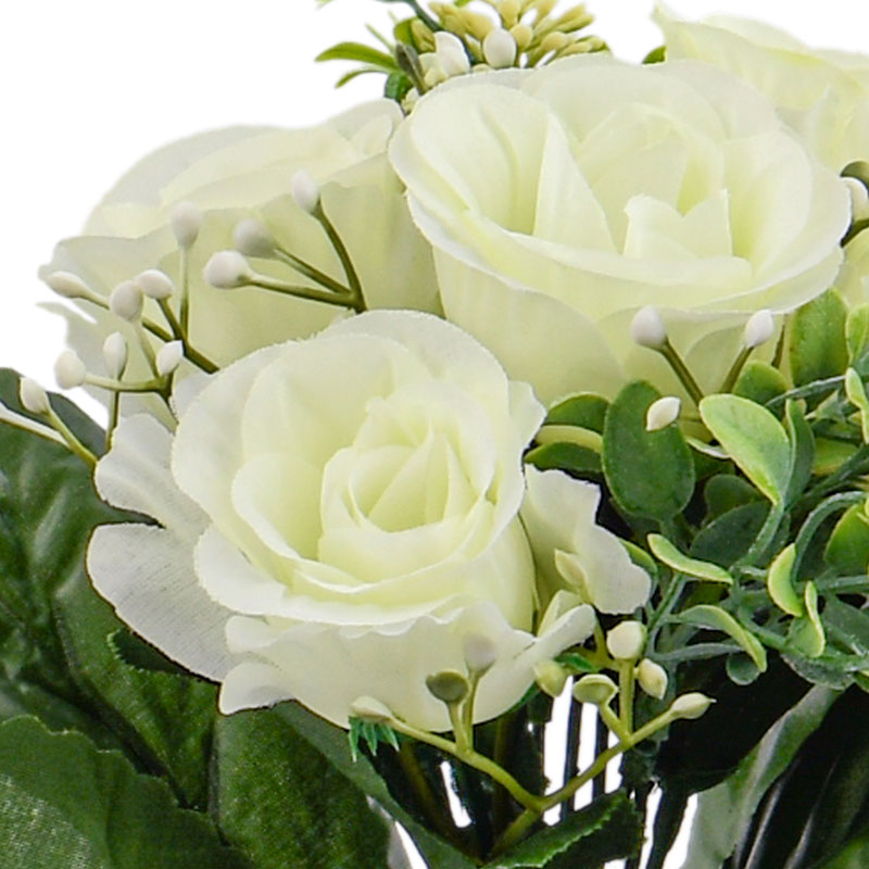 Potée de roses et jasmins blanche