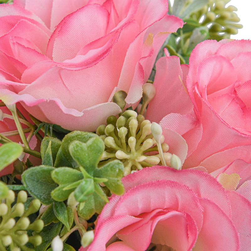 Potée de roses et jasmins rose