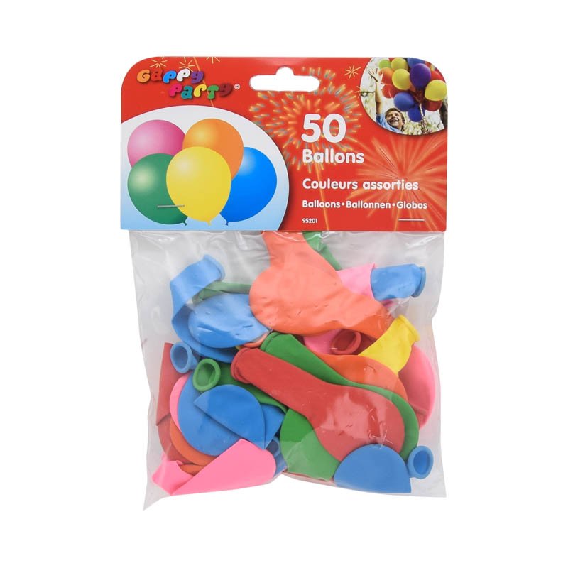 50 ballons ronds multicolores