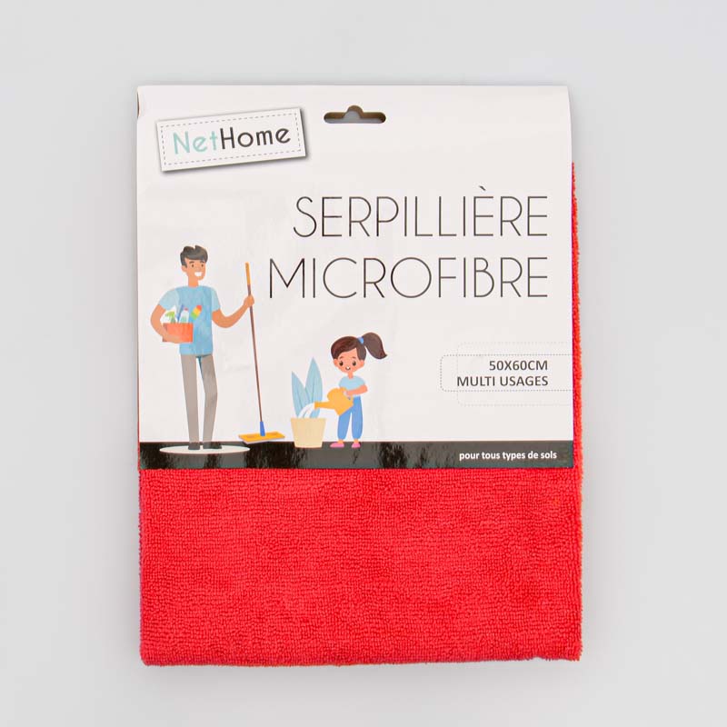 Serpillère microfibre multi usages rouge