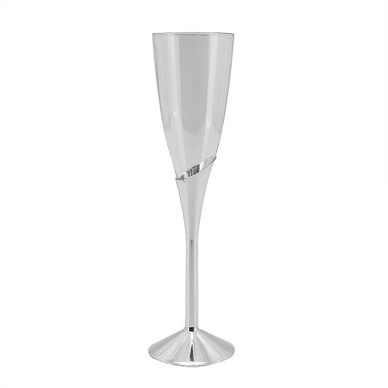 6 FLUTES A CHAMPAGNE PIED ARGENT 14 CL