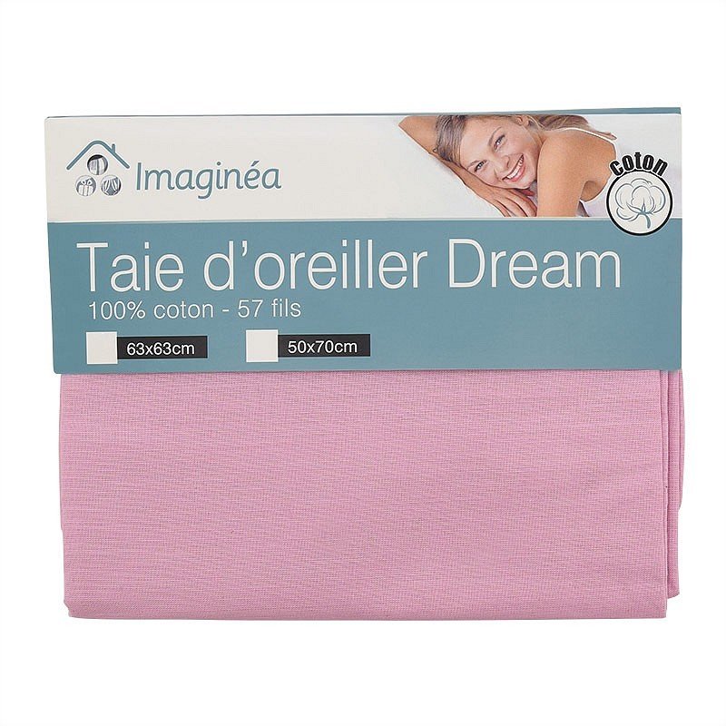 Taie d'oreiller rectangle 'Dream' rose poudré