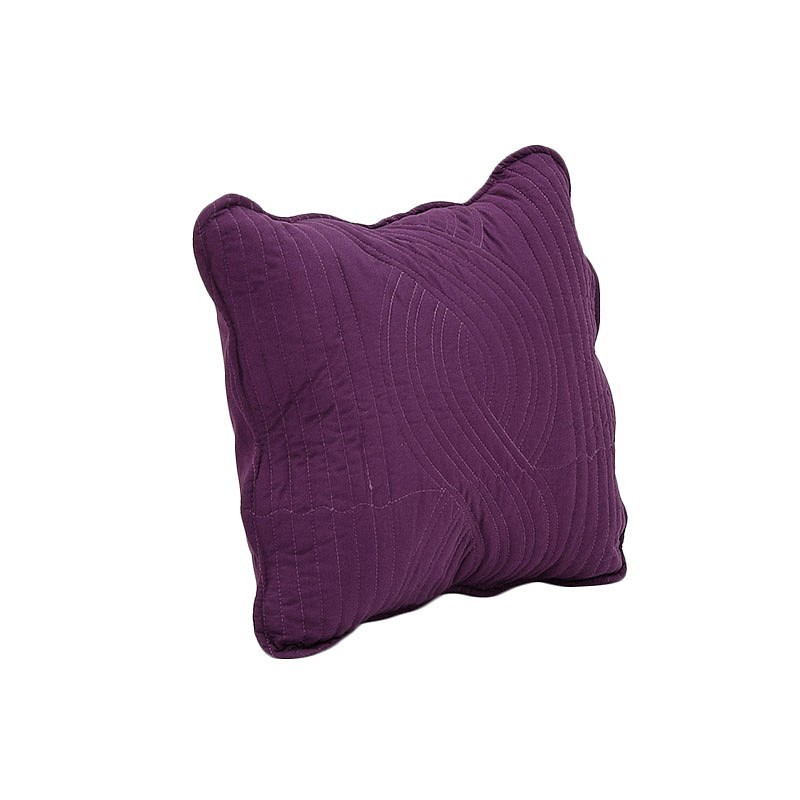 Housse de coussin boutis uni prune