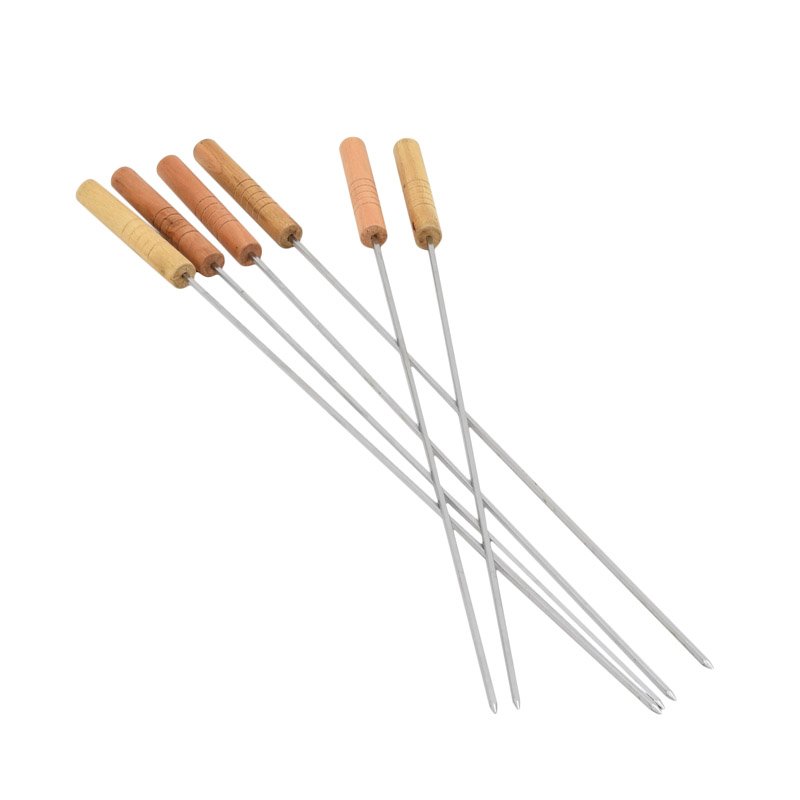 Piques à brochette en métal avec manche en bois - longueur 40cm