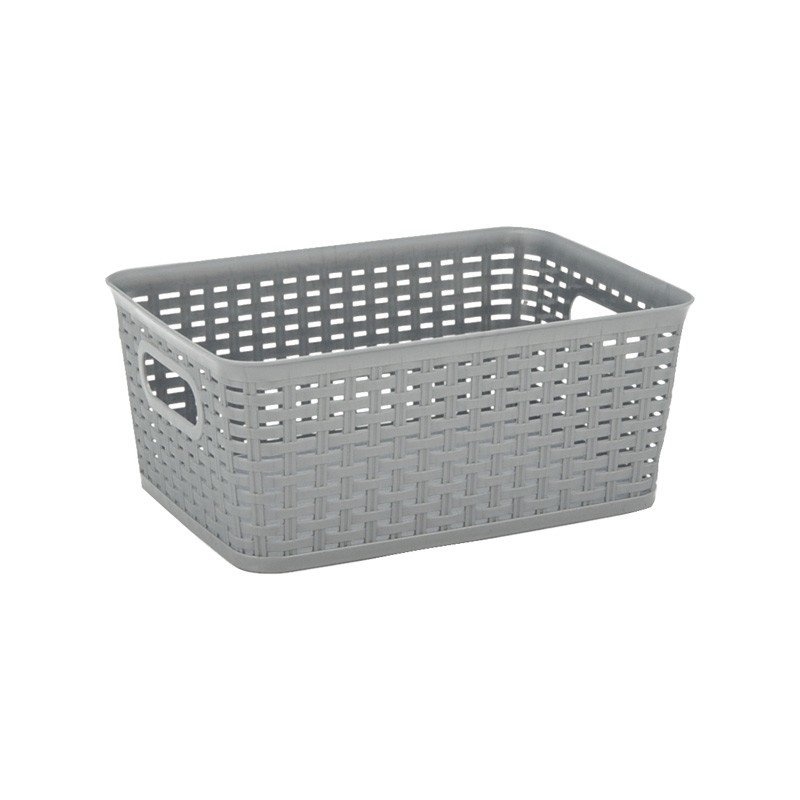 Set de 3 Paniers à Linge Rectangulaires en Plastique Façon Osier Tressé