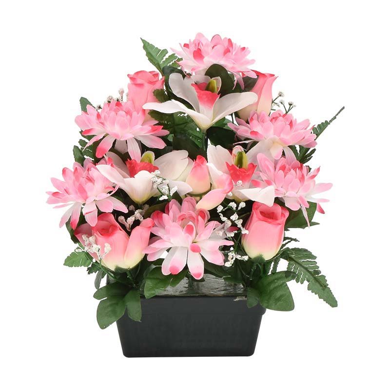 Mini jardinière Chrysanthème, roses et cymbidiums
