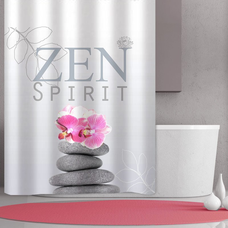 Rideau de douche zen spirit gris - L'Incroyable