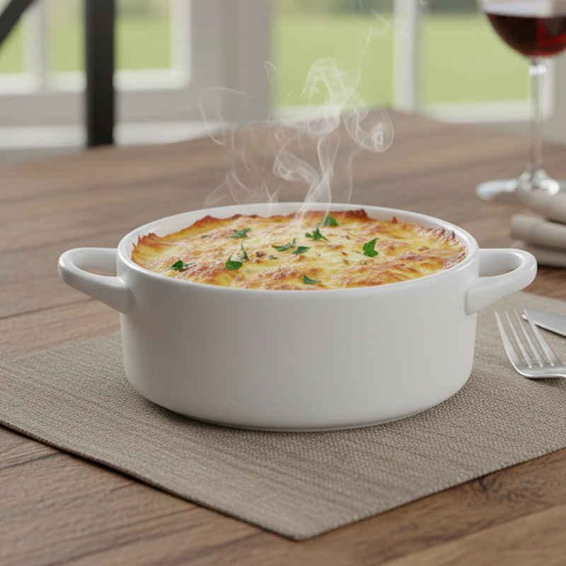 Plat gratin rond blanc