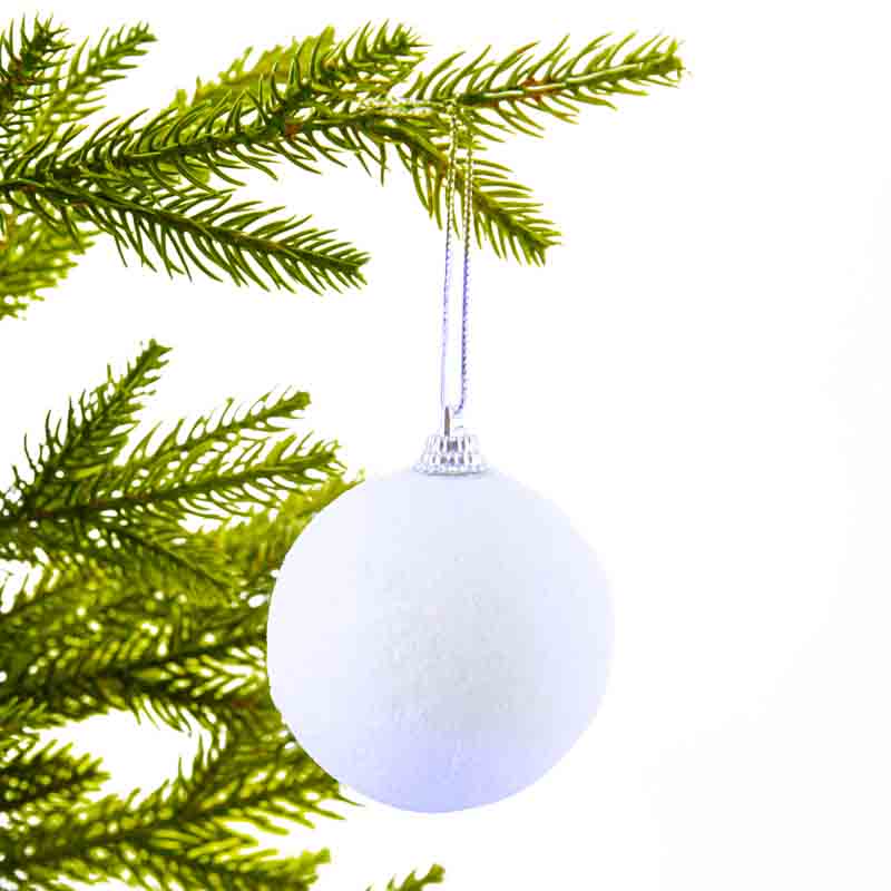 Lot de 6 boules pailletées blanches