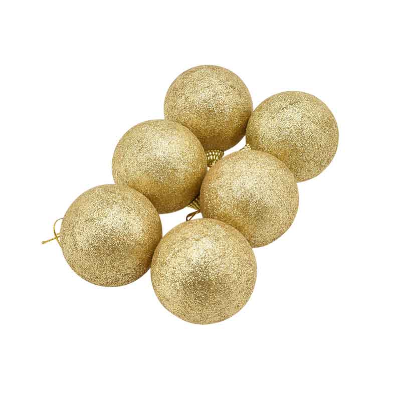 6 boules pailletées or