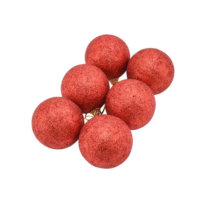 Lot de 6 boules brillantes rouges