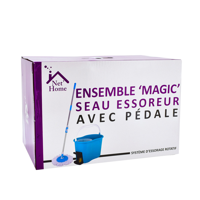 Ensemble 'Magic' seau essoreur avec pédale bleu