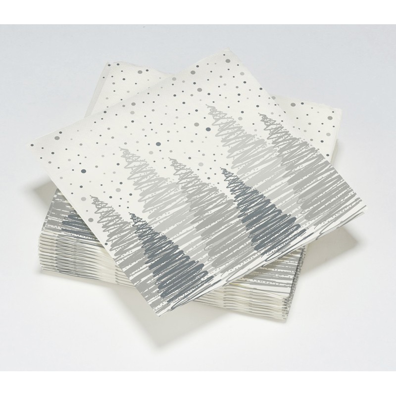 20 serviettes ouatées 'Sapin' blanches