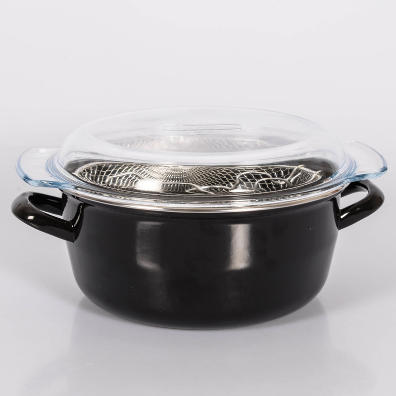 Friteuse induction avec couvercle transparent noir d26cm - L