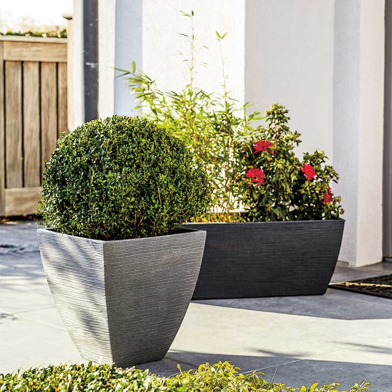 Jardinière striée anthracite