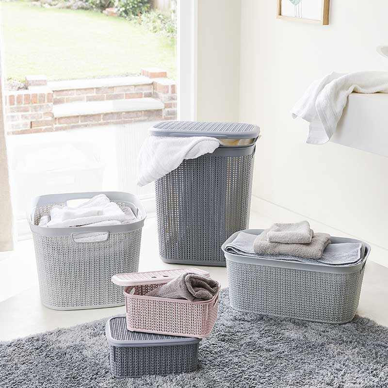 Coffre à linge 50L 'Novi' gris