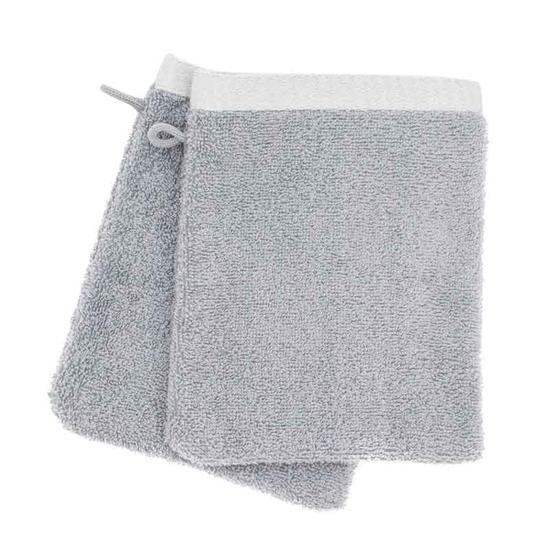 2 gants de toilettes Stelar gris clair