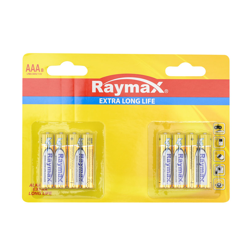 8 piles alcaline LR03 Raymax