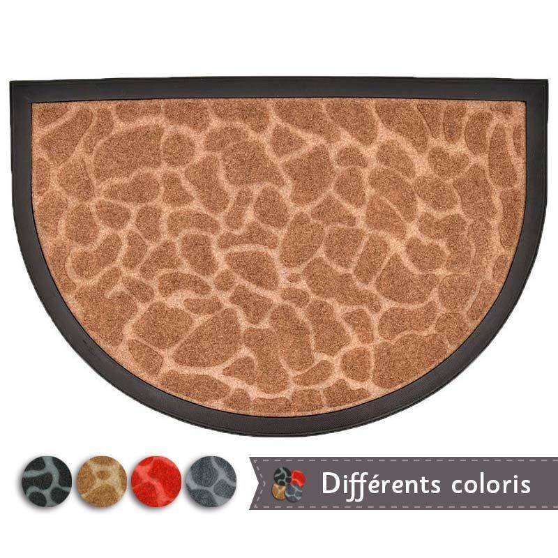 Tapis d'entrée demi-lune galets