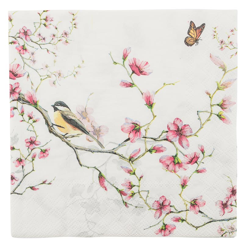 20 serviettes papier 'Bird & Blossom'