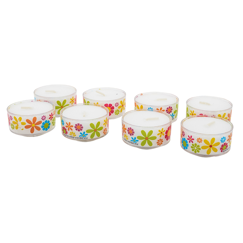 8 bougies chauffe-plats décor floral