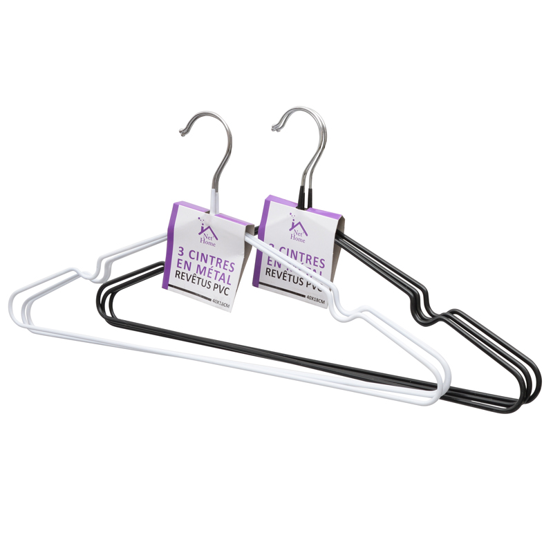 3 cintres métal revêtus PVC