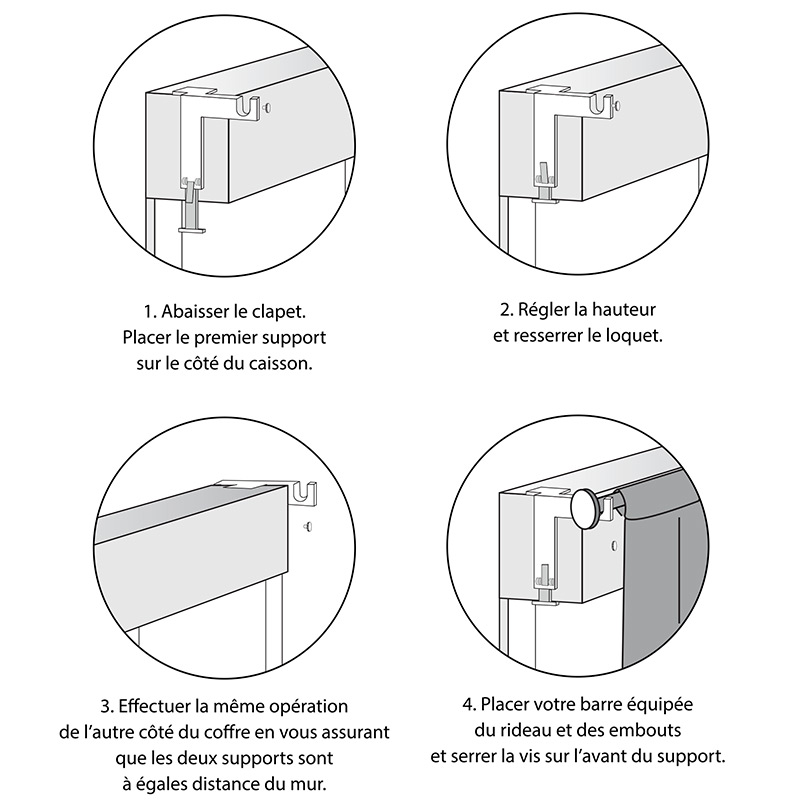 Support à tringle pour caisson de volet roulant (L135 / D28 mm