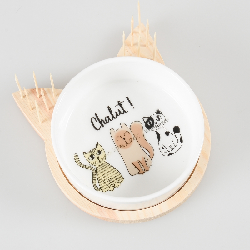 Set apéro bol avec support 'Love Cat'