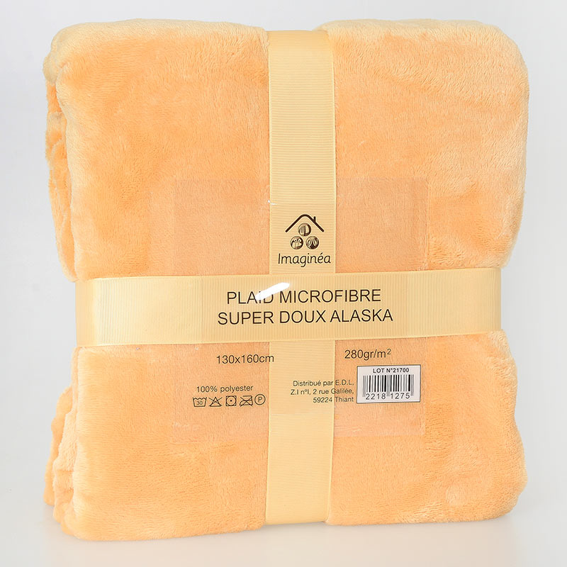 Plaid microfibre super doux 'Alaska' jaune
