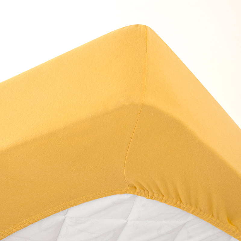 Drap housse jersey jaune moutarde