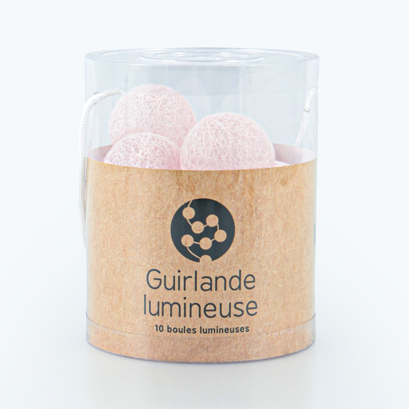 Guirlande 10 boules lumineuses roses