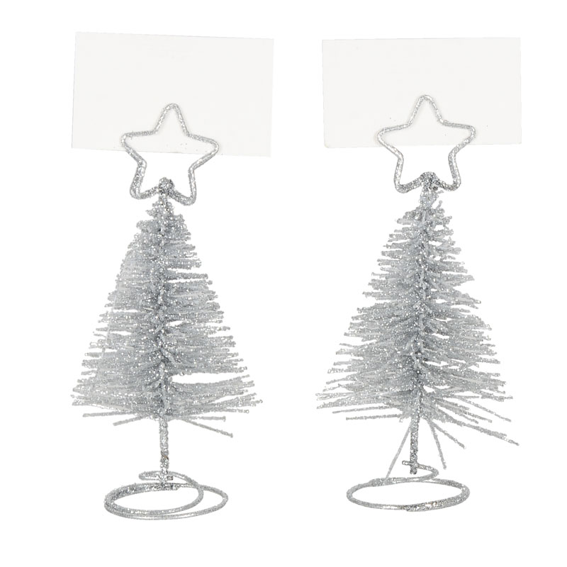 2 porte-noms sapins argent