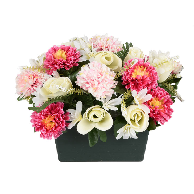 Jardinière mums, roses et fleurettes