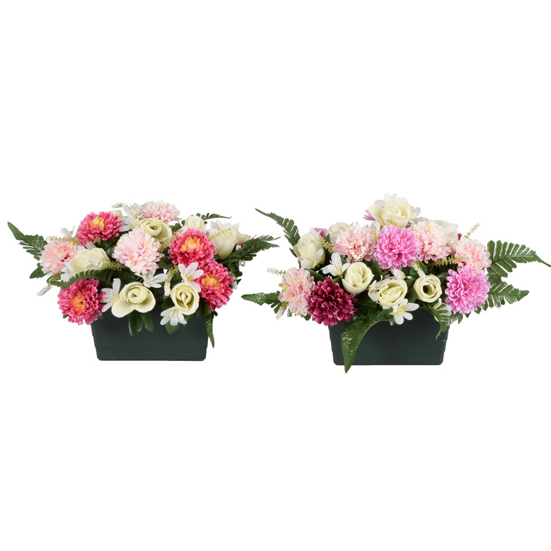 Jardinière mums, roses et fleurettes