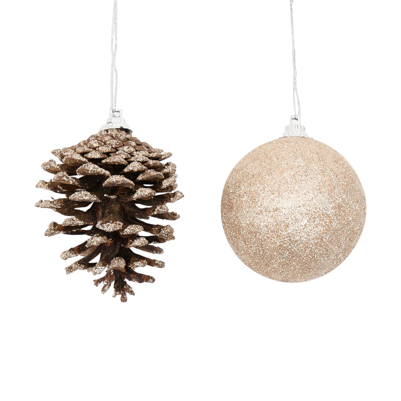 Tube 3 boules 3 pommes de pin de Noël