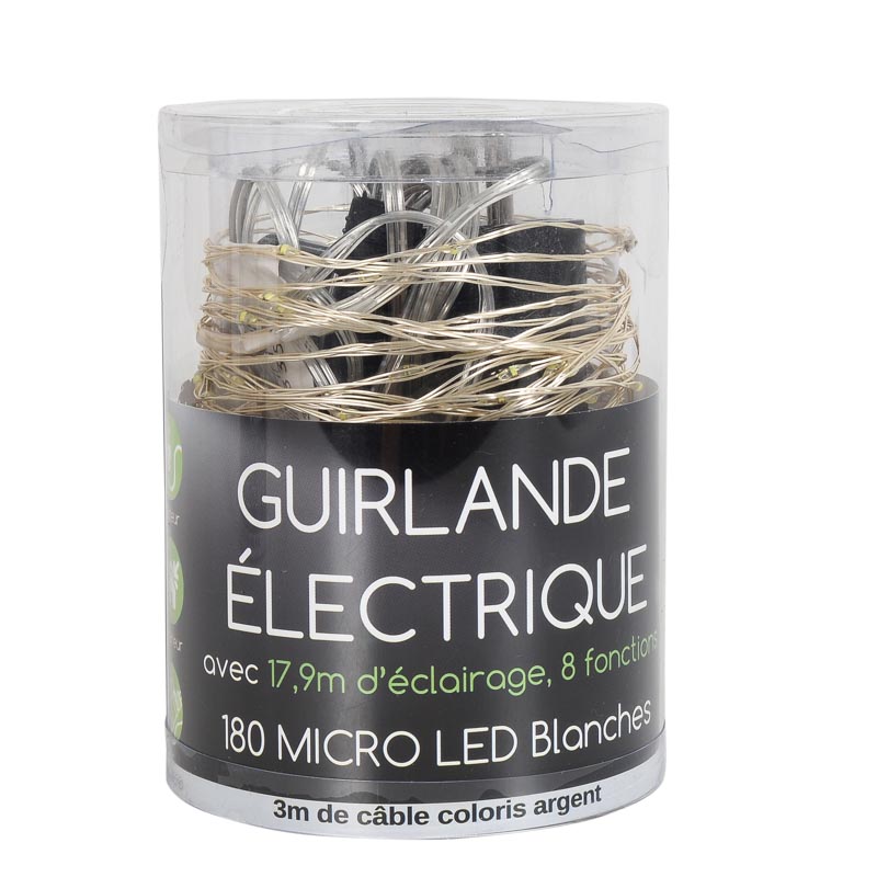 Guirlande électrique 180 MICRO LED blanches