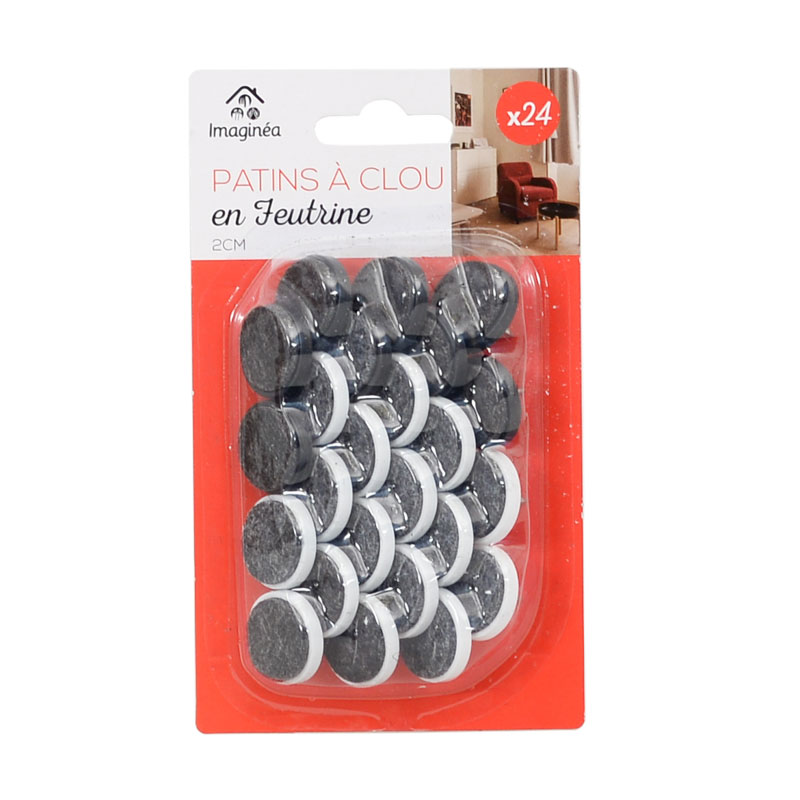 Lot de 24 patins à clou en feutrine
