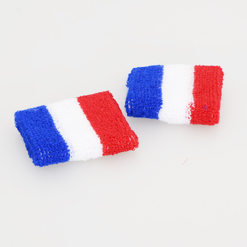 2 Poignets de tennis bleu blanc rouge