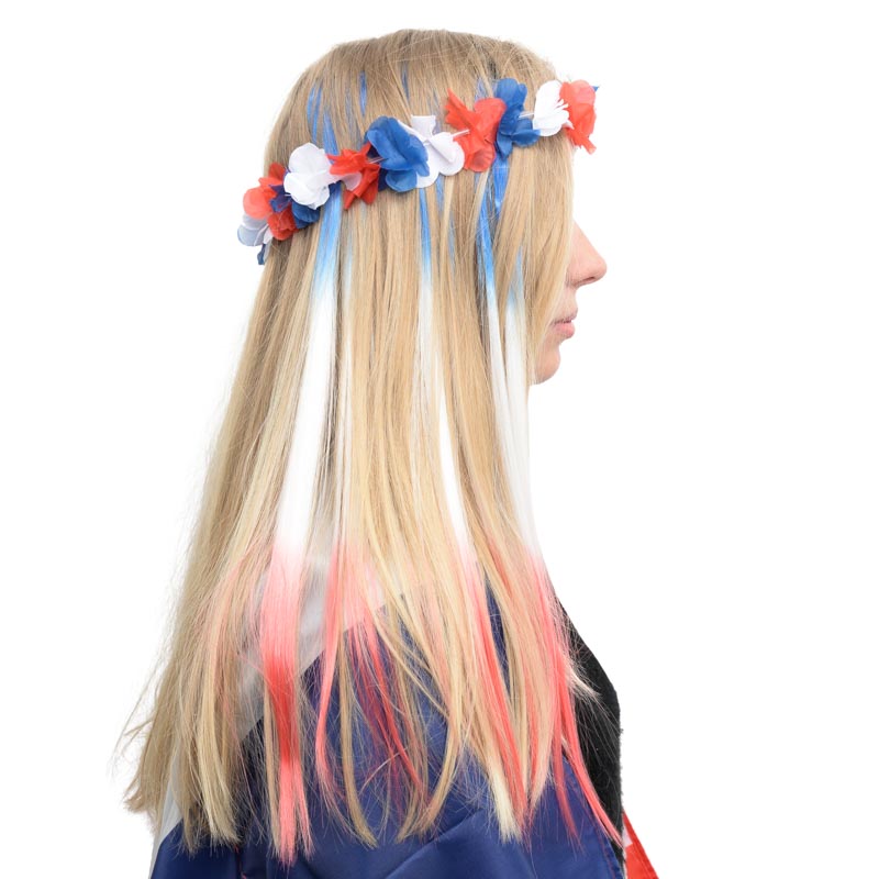 Extension de cheveux bleu blanc rouge