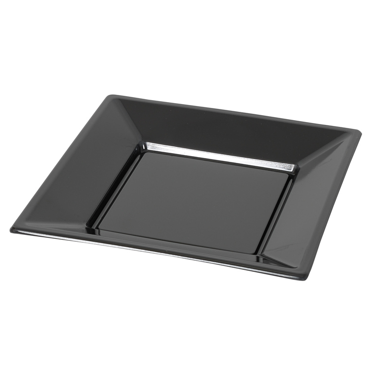 8 assiettes carrées réutilisables noires