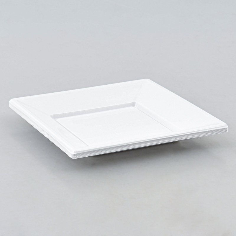 8 assiettes carrées réutilisables blanches