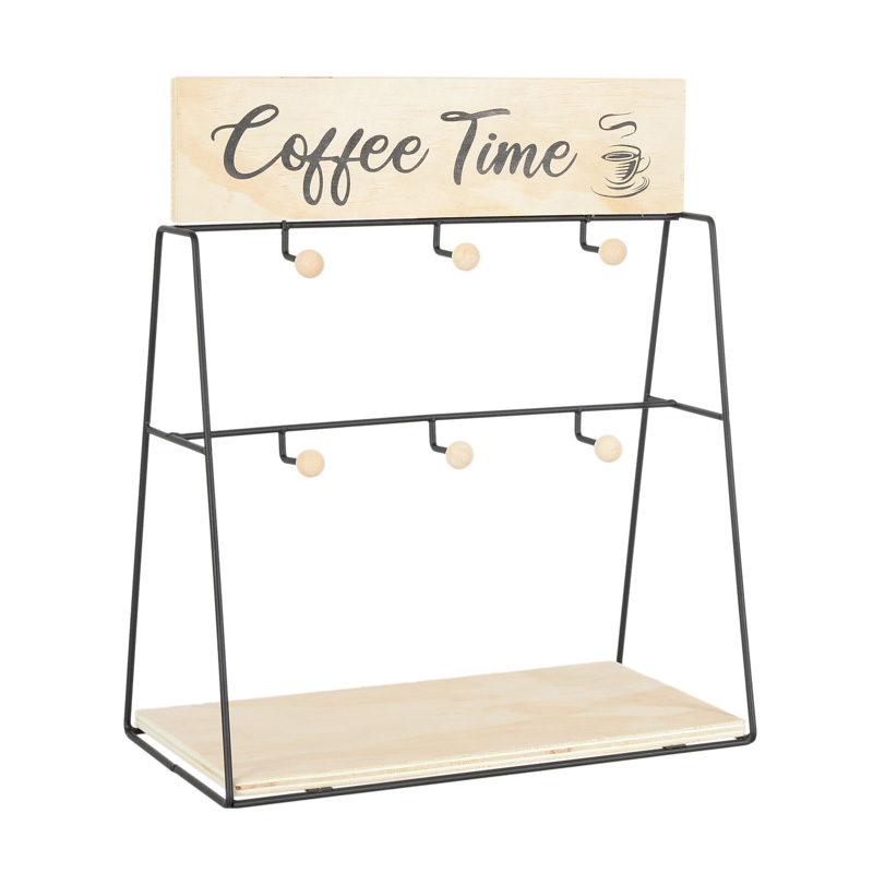 Support Pour Tasses KitchenCraft Industrial - Bois Et Métal, 8 Crochets | Style Industriel 32 Cm