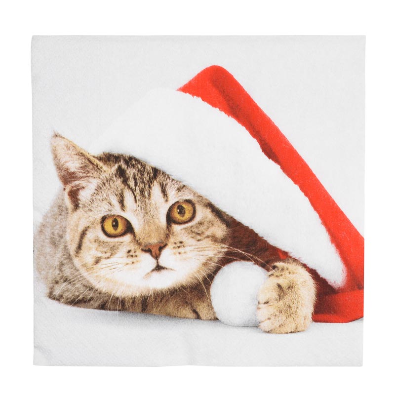 20 serviettes 'Santa cat'